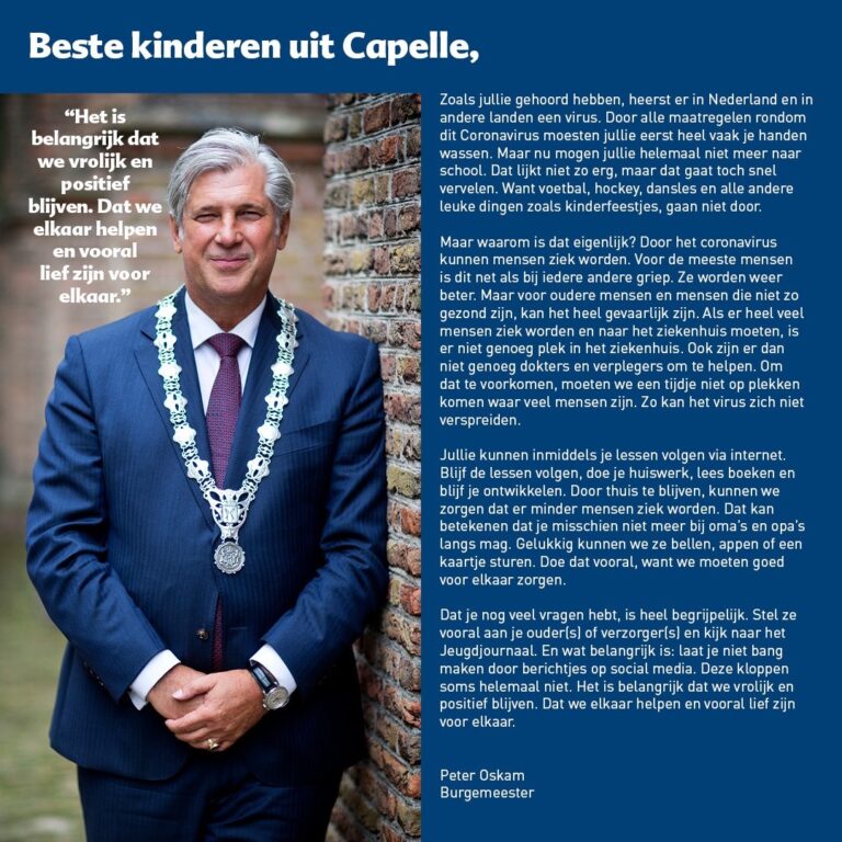 Burgemeester roept kinderen op positief te blijven