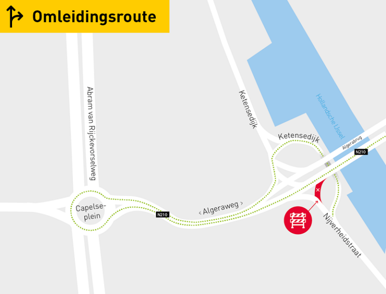 Langdurige afsluiting toerit Nijverheidstraat naar Algerabrug