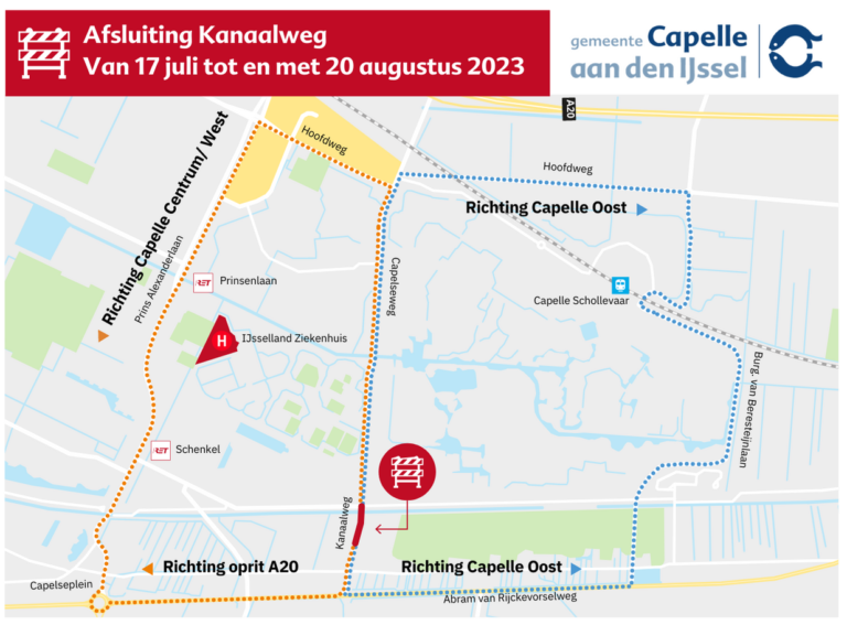 Kanaalweg langere tijd dicht voor verkeer