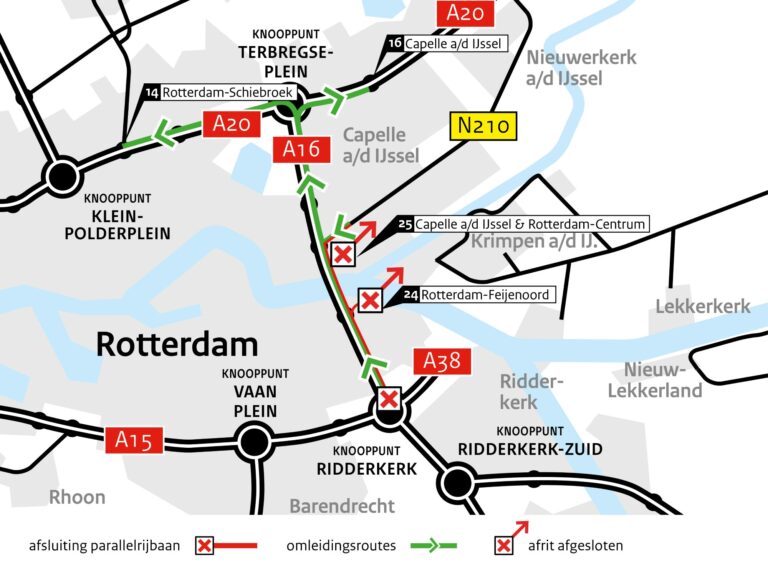 Werkzaamheden Van Brienenoordbrug op komst: parallelbaan A16 twee weekenden dicht