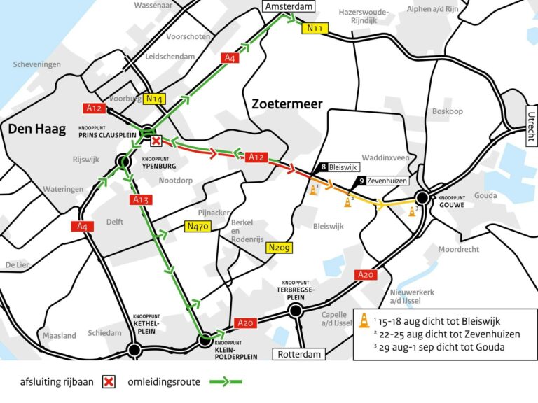 A12 drie weekenden dicht voor werkzaamheden