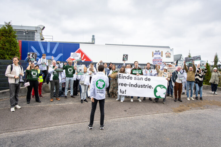 [VIDEO] Partij voor de Dieren demonstreert bij kalverslachterij in Nieuwerkerk aan den IJssel